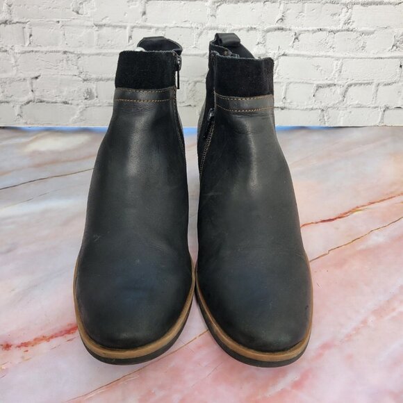Korks Boots Womens 9.5 Thyone Black Side Zip Leather Suede Ankle Bootie - Picture 2 of 7